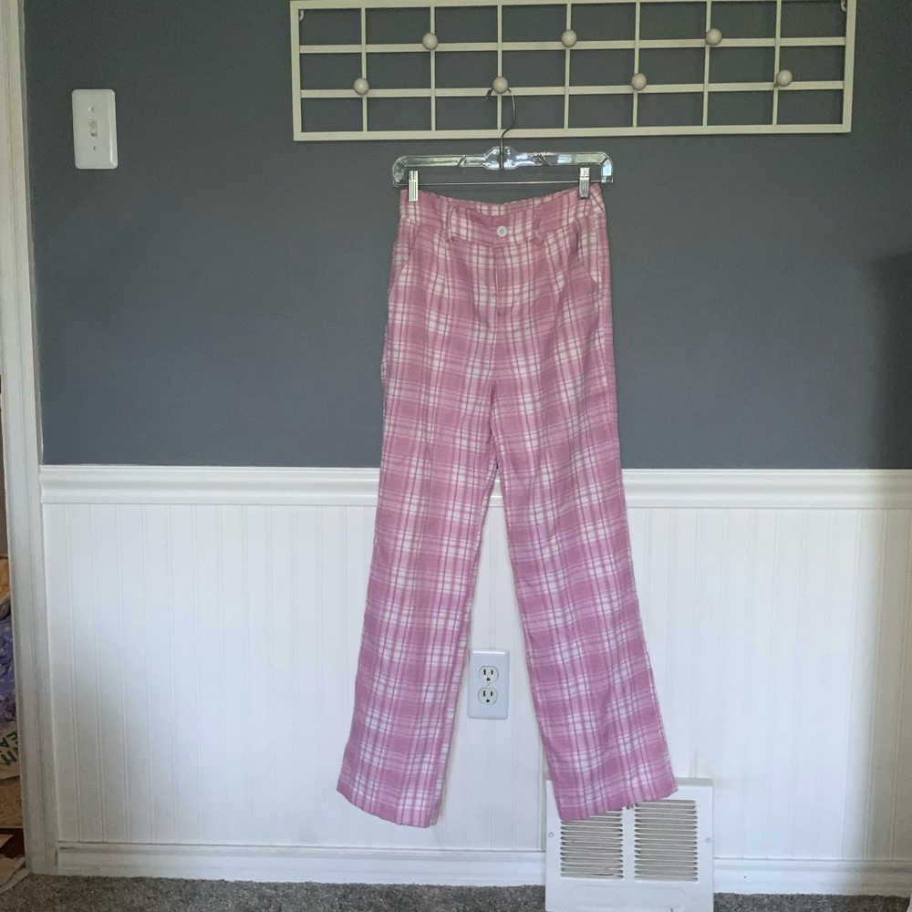 Pink Plaid Pants - Picture 1 of 4